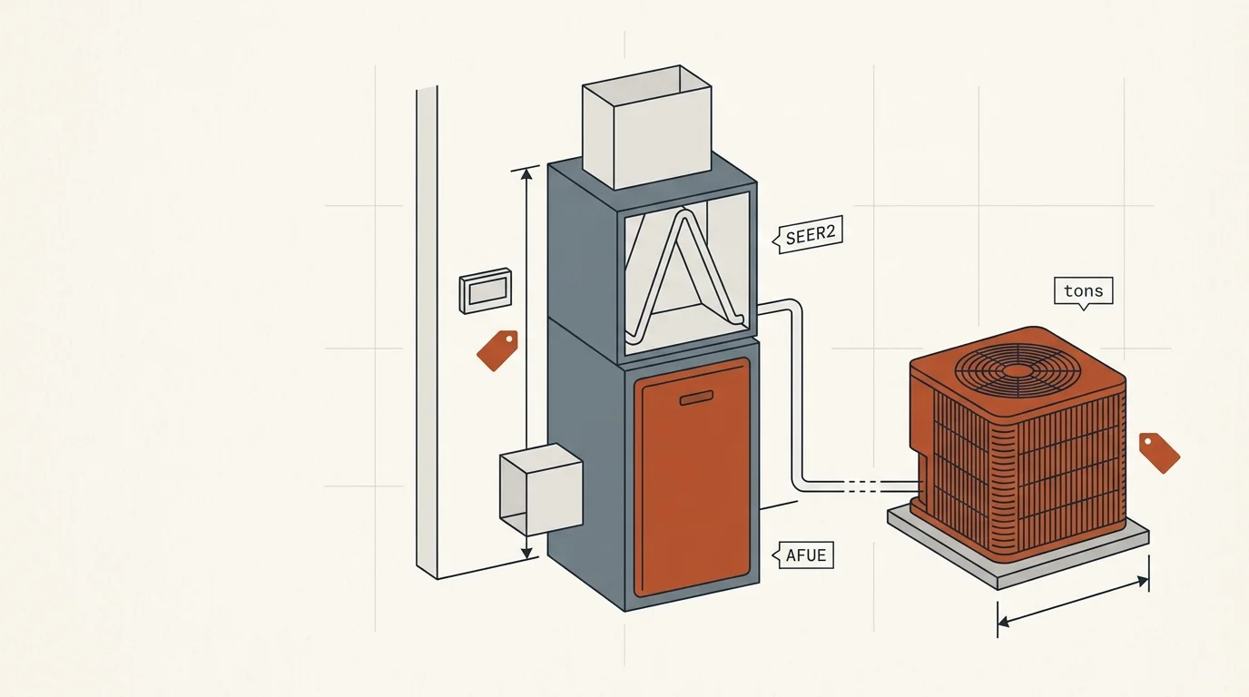 HVAC replacement cost estimator diagram showing matched furnace and condenser