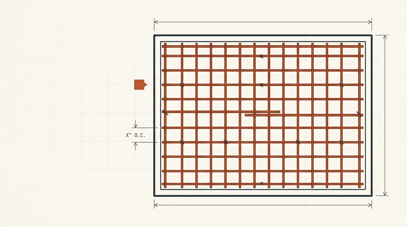 Rebar calculator for slab diagram showing grid spacing and bar layout