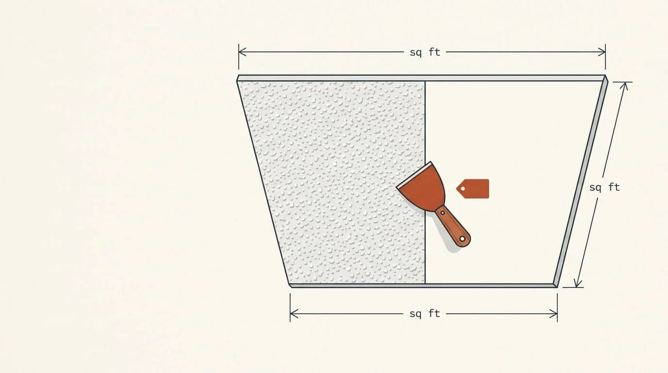 Popcorn ceiling removal cost calculator diagram showing textured and smooth ceiling